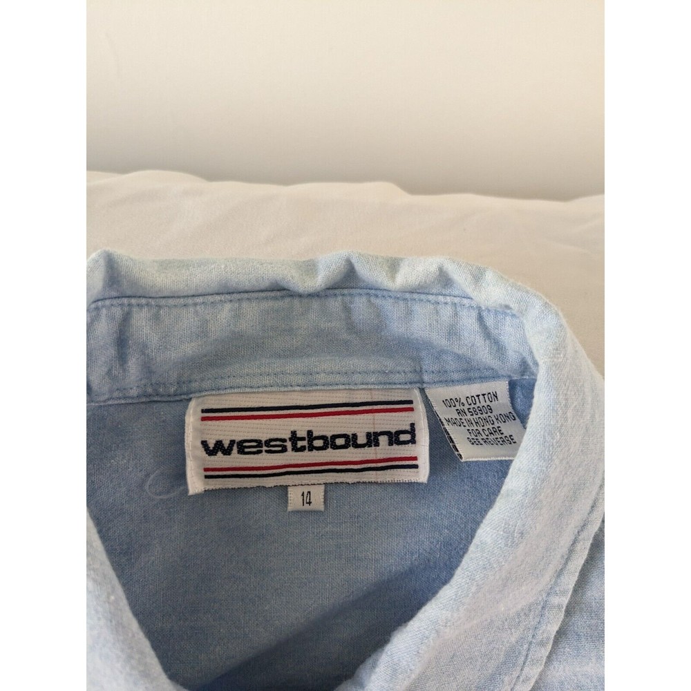 Vintage 90s Western Embroidered Christmas Denim Shirt Size 14 Large Cowboy - Picture 4 of 12